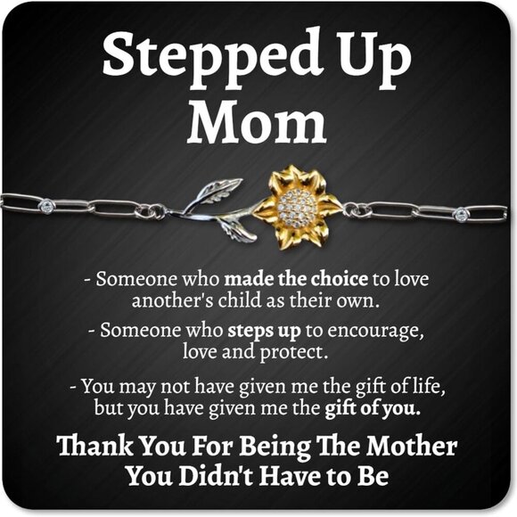 Sentimental Mom Necklace Gift Set with Card for Stepmom Birthdays